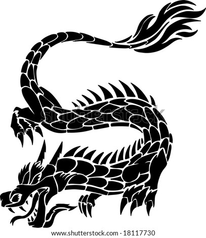 stock vector : Tribal Tattoo Dragon Vector Illustration