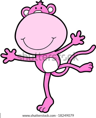 Pink Monkey Vector Illustration - stock vector