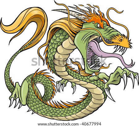 stock vector Green Dragon Vector Illustration