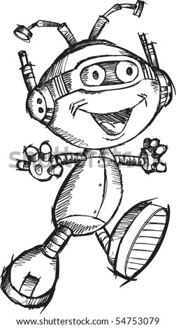 Robot Sketch Doodle Vector - 54753079 : Shutterstock