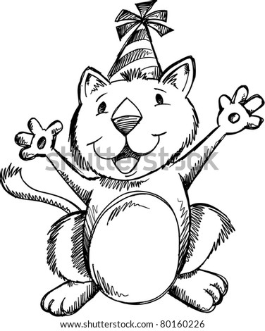 Sketchy doodle Party Animal Cat Vector Illustration