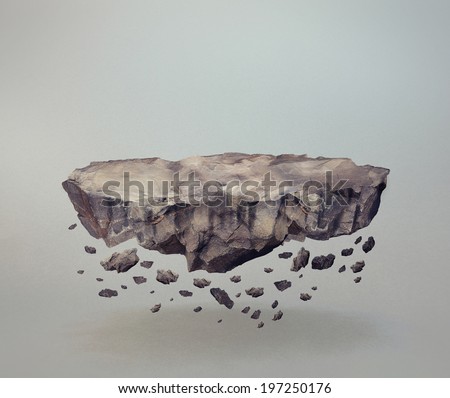 Floating rock surface with crumbling stones
