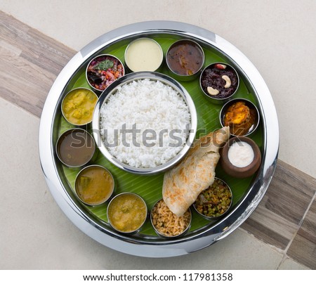 Typical south Indian Thali served in marriages