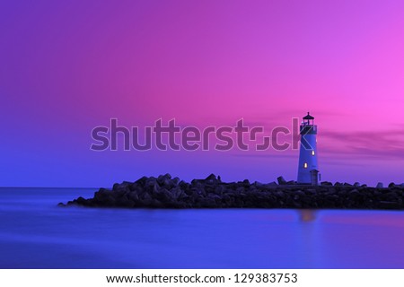 Lighthouse at Walton Santa cruz california during dusk