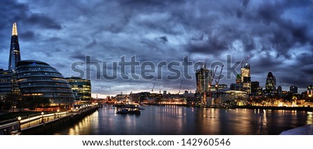 London at night panoramic view from river London at night panoramic view from river