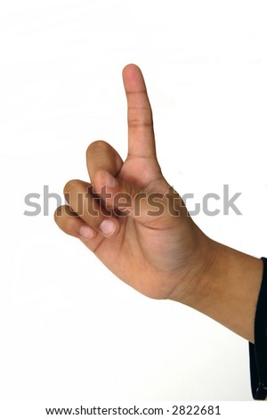 A finger pointing one, symbolic representation of one