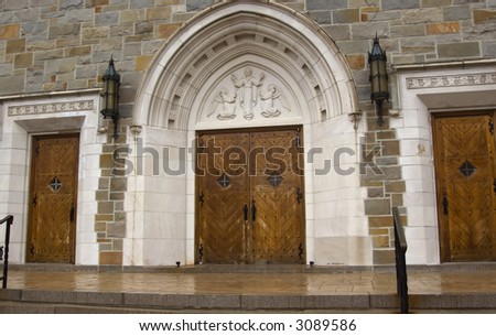 Entrance of an orthodox church - concept of welcome to Gold