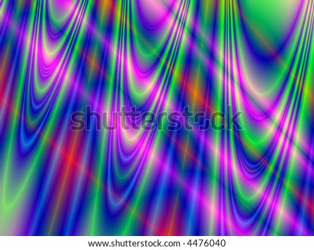 Fractail rendition of colorful curtains in back ground
