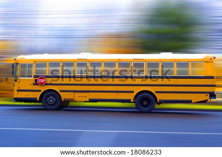 A school bus speeding on a local rad