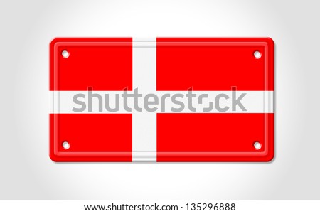 Background car registration with colors of Denmark.