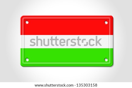 Background car registration with colors of Hungary.