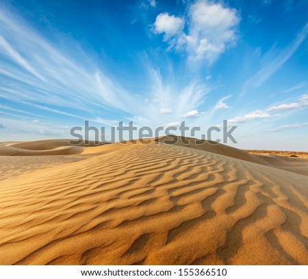 Dunes Of Thar Desert. Sam Sand Dunes, Rajasthan, India