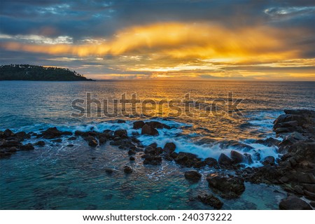 Ocean sunset with great cloudscape. Mirissa, Sri Lanka