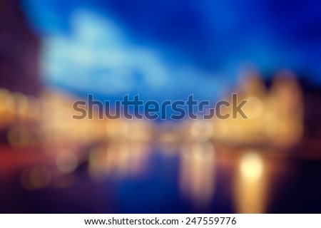 Defocused blurred background of european city Ghent, Belgium