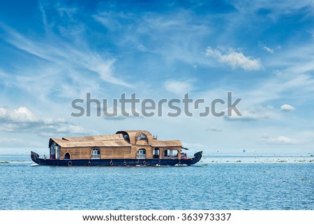 Houseboat in Vembanadu Lake, Kerala, India