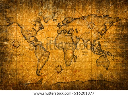 Vintage world map with grunge texture