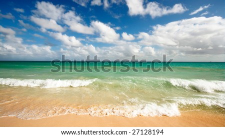 Beautiful beach and  waves of Caribbean Sea. Search for more great beach images in my portfolio