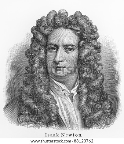 Isaac Newton - Picture From Meyers Lexicon Books Written In German Language. Collection Of 21 Volumes Published Between 1905 And 1909.