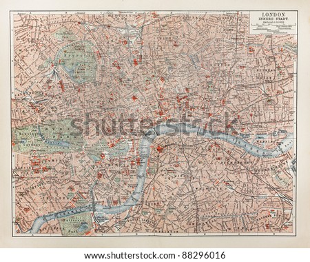 19th century old map of London