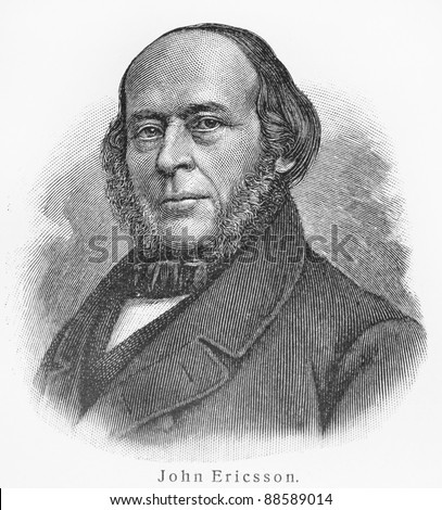 John Ericsson -  Picture from Meyers Lexicon books written in German language. Collection of 21 volumes published between 1905 and 1909.