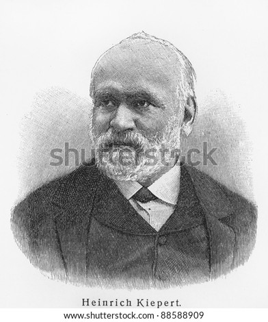 Heinrich Kiepert -  Picture from Meyers Lexicon books written in German language. Collection of 21 volumes published between 1905 and 1909.