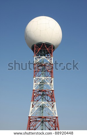 Weather radar and clean blue sky