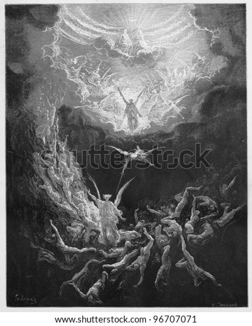 The Last Judgment - Picture from The Holy Scriptures, Old and New Testaments books collection published in 1885, Stuttgart-Germany. Drawings by Gustave Dore.