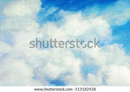 Cloud, sky painted on a canvas texture