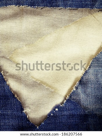 Blue torn jeans and fabric texture