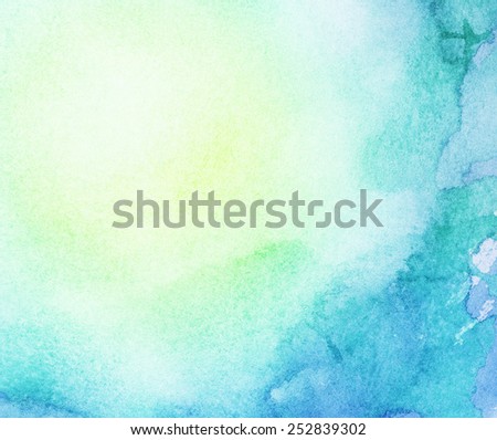 Painted watercolor water and sun, colorful spring, summer background