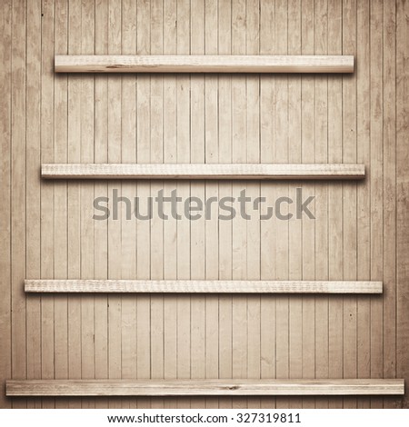 Old brown wooden planks texture with shelfs