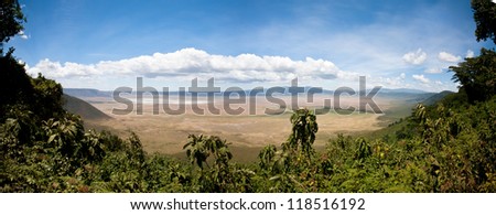 A panoramic photo merge from the rim of the Ngorongoro Crater. Tanzania