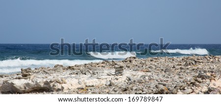 The waves come crashing in on Bonaire\'s windward coast.