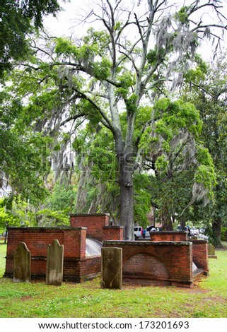 One of many Savannah cemeteries dating back hundreds of years. Savannah, Georgia