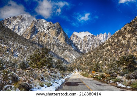 Spring snow in the Eastern Sierra Nevada Mountain Range. California, USA