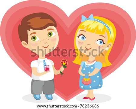  Gift Girl Gift on The Boy A Giving Gift To The Girl  The First Rendezvous Stock Vector