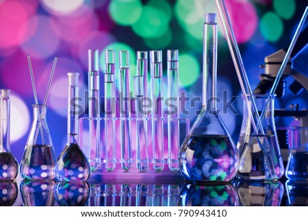 Science concept background. Laboratory glassware composition.