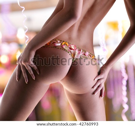 stock photo Girl with a flower underwear