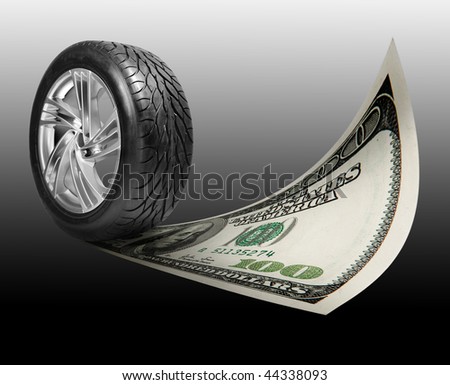 Wheel with steel rim. money, 100 american dollars
