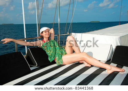 beautiful woman on Yacht