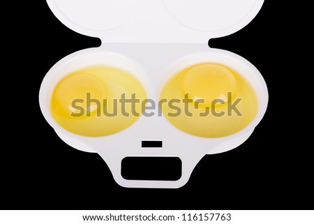 Fragment of a plastic container for egg cooking in microwave oven isolated