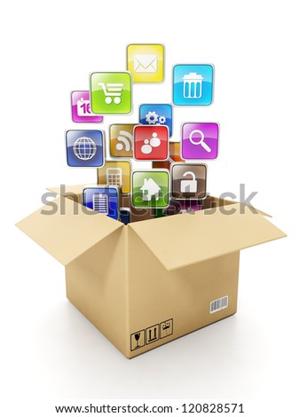Cardboard box Box and mobile cloud icons Create mobile OFFER for electronics Cardboard box Box and mobile cloud icons Create mobile OFFER for electronics