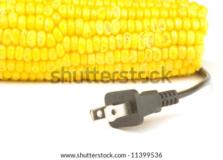 corn with a power plug ready to make fuel