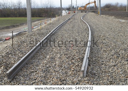 in preparation slacked on a dam placed and still unequal rails for the railway service