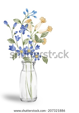 watercolor illustration flower in simple white background watercolor illustration flower in simple white background