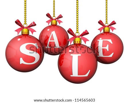 Ornaments with Sale written on them.