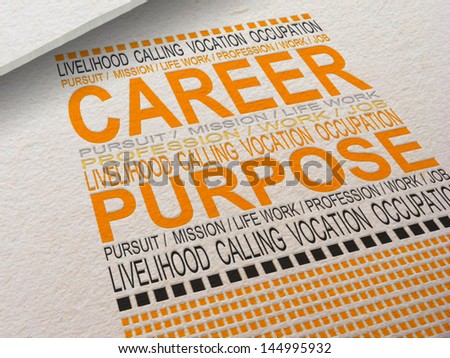 The word Career letterpressed into paper with associated words around it.