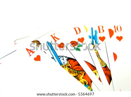 Poker Game card deck with Royal Flush isolated on white