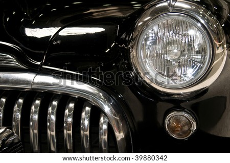 detail of an black oldtimer in very good condition