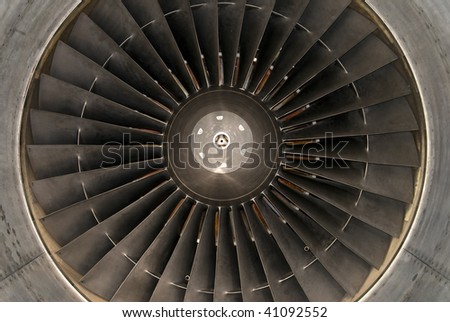 view inside a huge airplane turbine